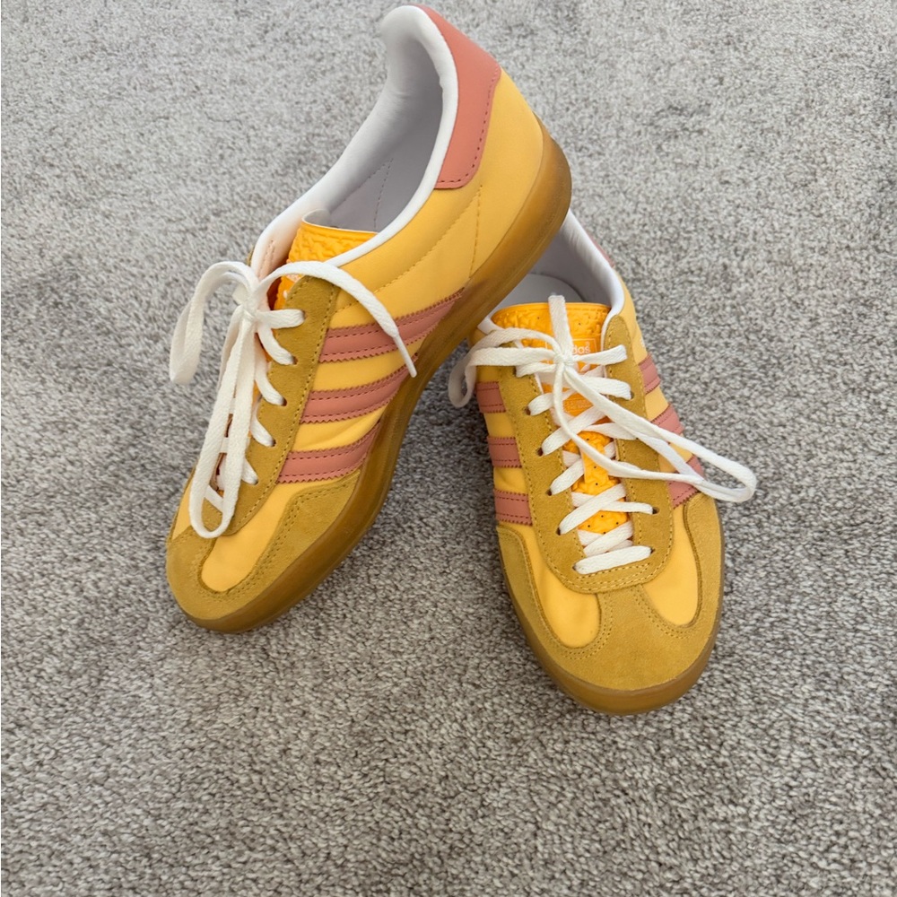 Adidas Women’s Vibrant Yellow and Pink Gazelle Sneakers